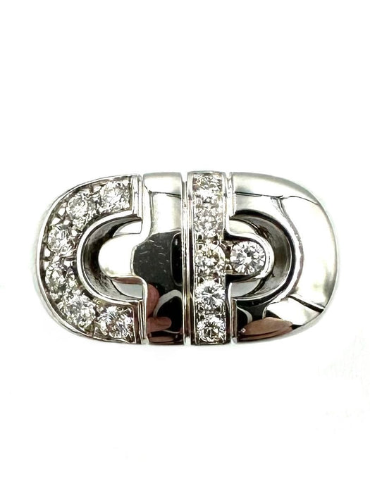 Bague BVLGARI. Collection "Parentesi", bague or blanc 18K et diamants 58 Facettes