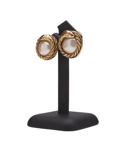 Boucles d'oreilles Chanel Acier Perle blanche