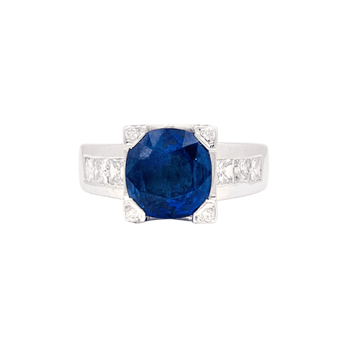 Bague 53 Bague or blanc, saphir, diamants. 58 Facettes 34263