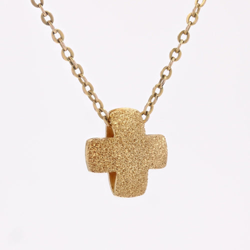 Collier Croix grecque or jaune ciselé 58 Facettes 24-327