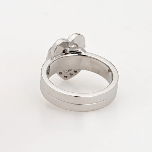 Bague 47 CARTIER - Bague Double Coeur Diamants Band Estate Or Blanc 58 Facettes G7635