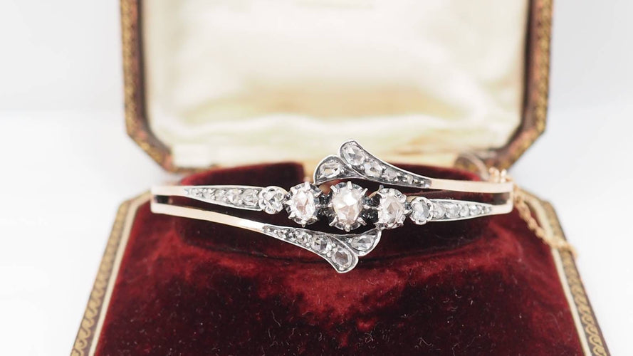 Bracelet Bracelet ancien du XIX ème siècle en or rose et argent serti de diamants 58 Facettes 32756