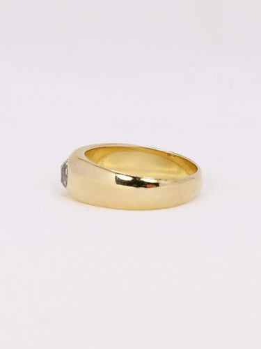 Bague 54 Bague jonc or jaune diamant coussin 0,4 ct 58 Facettes J375