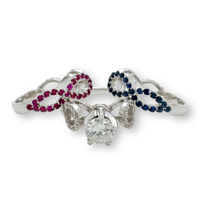 Bague 54 Trio d'Infinité - Bague interchangeable en diamants rubis et saphirs 58 Facettes