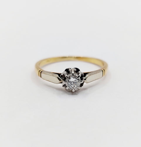 Bague solitaire art deco or 18k diamant de 0,15 carats 58 Facettes A05975