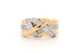 Bague 53 Bague contemporaine en or jaune et blanc 18 carats sertie de diamants 58 Facettes 21847