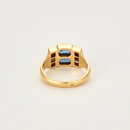 Bague 54,5 Bague or jaune, saphirs et diamants 58 Facettes SMA0067