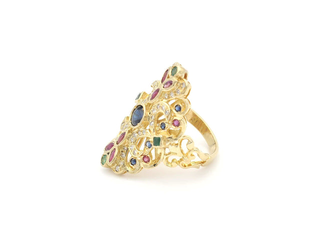 Bague Bague vintage en or jaune avec pierres précieuses 58 Facettes