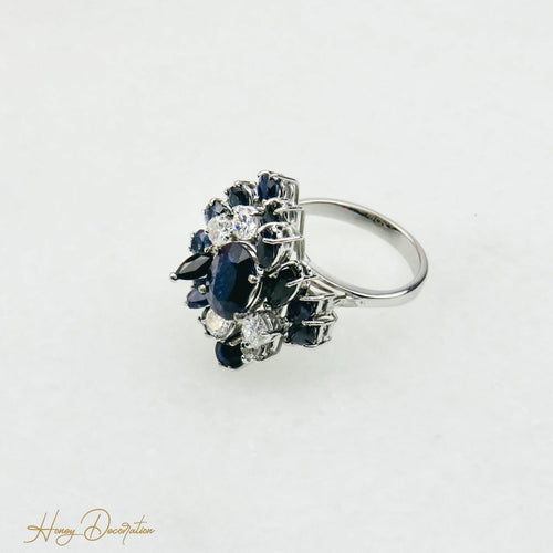 Bague Bague en or blanc avec diamants et saphirs 58 Facettes 1601