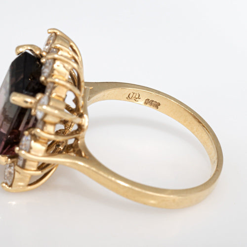 Bague 54 Bague en or jaune et diamants tourmaline bicolore de 5,60 ct 58 Facettes G13862