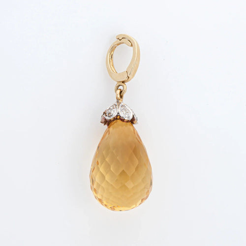 Pendentif Pendentif Briolette Citrine Diamant Estate Or Jaune 58 Facettes G10038