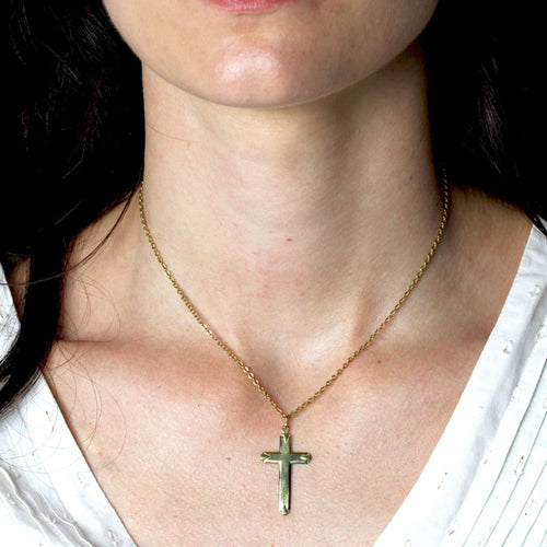 Collier Croix or jaune et perles d'or ancienne 58 Facettes CVP197