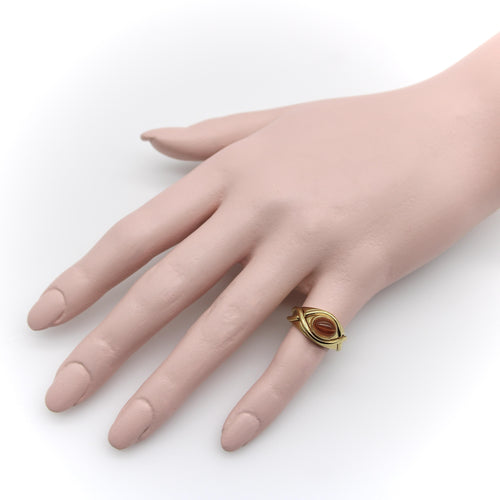 Bague 50 Bague vintage Tiffany & Co. en or 18 carats avec cabochon de citrine croisée 58 Facettes A2001V