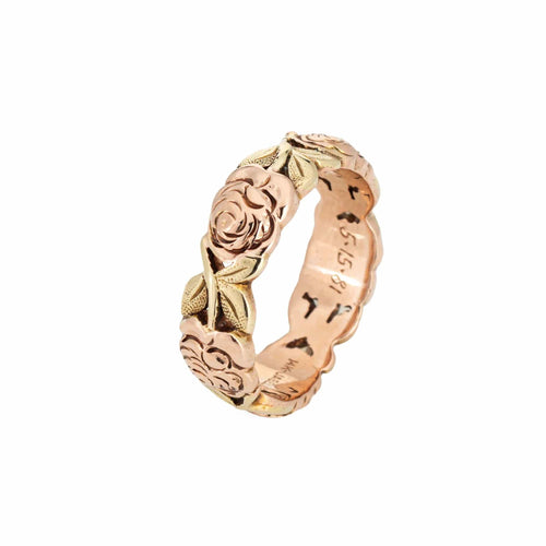 Bague 49 Roses et feuilles bague alliance or rose 58 Facettes G13477