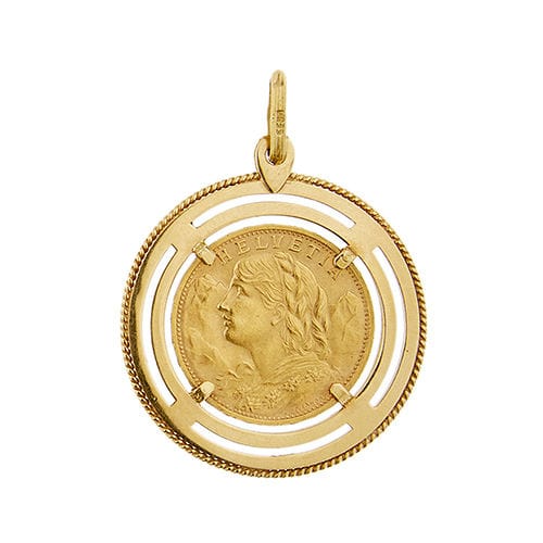 Pendentif Pendentif en or jaune avec pièce de monnaie 58 Facettes 39066