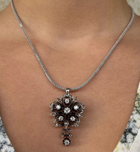 Collier COLLIER ANCIEN OR, ARGENT & DIAMANTS 58 Facettes BO/220138