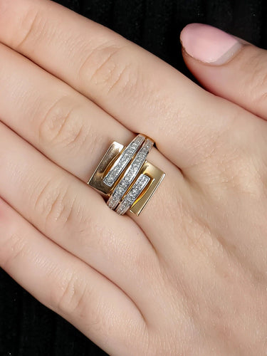 Bague Or Jaune / Diamants / 54 BAGUE "SQUARE" OR & DIAMANTS 58 Facettes BO/220021 NSS