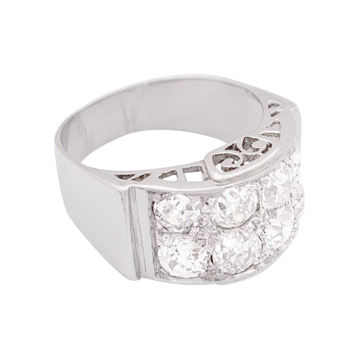 Bague 50 Bague platine, or blanc, diamants. 58 Facettes 34005