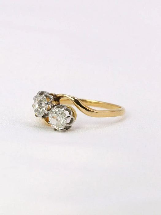 Bague 54.5 Bague toi et moi or jaune diamants 1 ct 58 Facettes J398