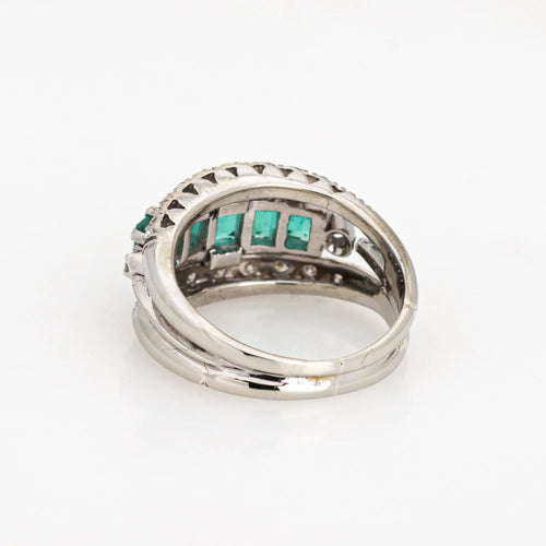 Bague 48 Bague Diamant Émeraude Vintage Or Blanc 58 Facettes G13361