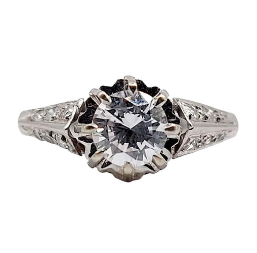 Bague 47 Bague solitaire Art Déco or blanc, platine et diamant 0,55 carat (circa 1930) 58 Facettes A00256