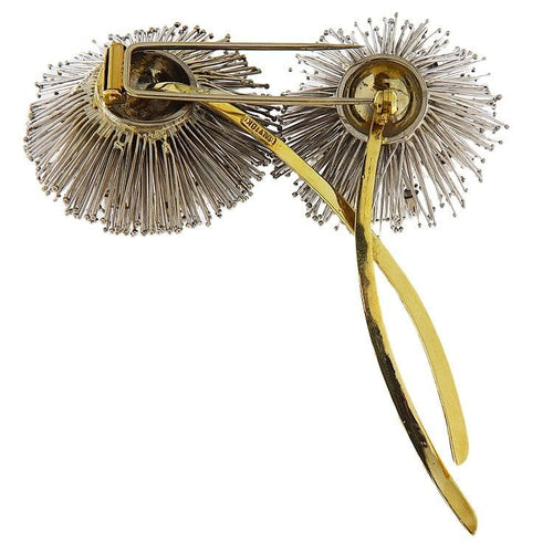 Broche Broche florale en or jaune et blanc avec diamants 58 Facettes G3795