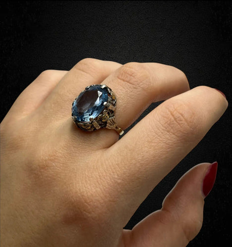 Bague Bague française du début des années 1900 avec spinelle bleu 58 Facettes