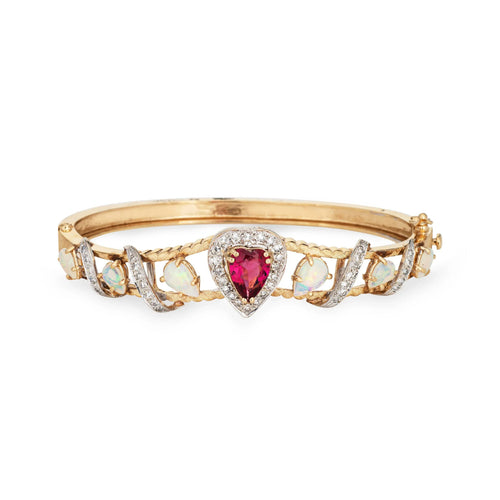 Bracelet Bracelet Opale Tourmaline Rose Coeur Diamant 58 Facettes G13201