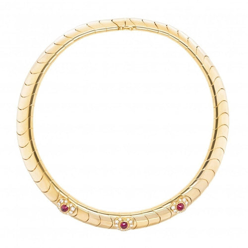 Collier REPOSSI - Collier semi-rigide or jaune rubis diamants 58 Facettes