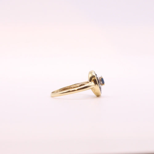 Bague 52 Bague Marguerite Ronde Saphir et Diamants or jaune 58 Facettes