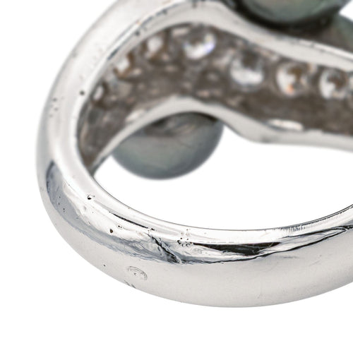 Bague 53 Bague Toi et Moi Or blanc Diamant, Perle 58 Facettes 578034CD