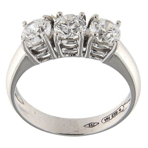 Bague Bague trilogie en or blanc avec diamants certifiés GIA de 1,50 ct 58 Facettes G3827