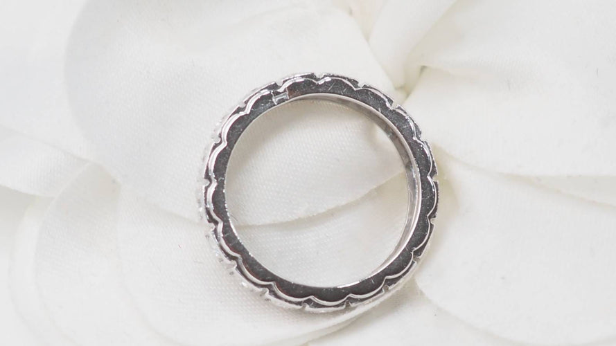 Bague 51 Alliance américaine ancienne en platine et diamants 58 Facettes 31882