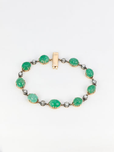 Bracelet Bracelet ancien cabochons d'émeraudes or jaune diamants 58 Facettes 777