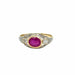 Bague 55 Belle Epoque Certified Burma Ruby No Heat Diamond Engraved Gold Ring 58 Facettes