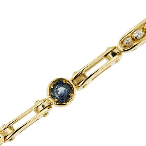 Geelgouden armband met segmenten, saffieren en diamanten 