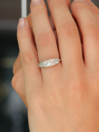 Bague 51.5 Bague jarretière diamants taille ancienne 1 ct 58 Facettes J355