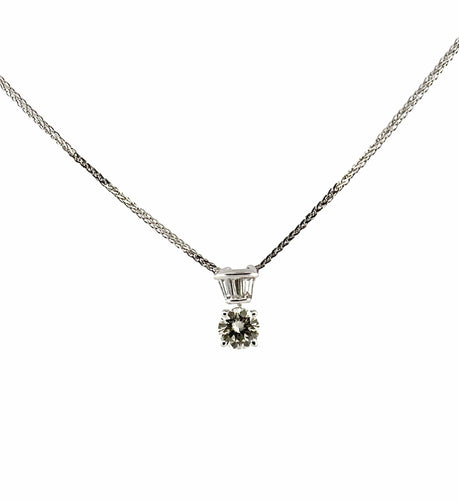 Collier Collier or blanc solitaire diamant 0,52 carat 58 Facettes