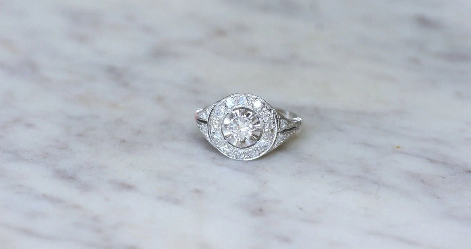 Bague Bague Cible Art Déco Diamants 58 Facettes