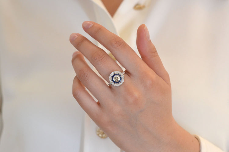 Bague 54 Bague art déco diamant de 0,71ct G/SI1 58 Facettes 26478-26558