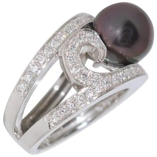 Bague Bague cocktail Or blanc Perle Diamants 58 Facettes