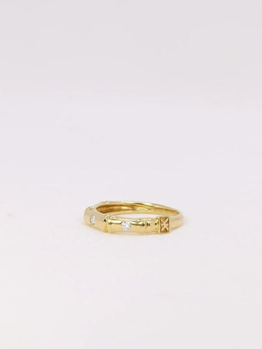 Bague 50 KORLOFF Bague bambou or jaune diamant 58 Facettes J365