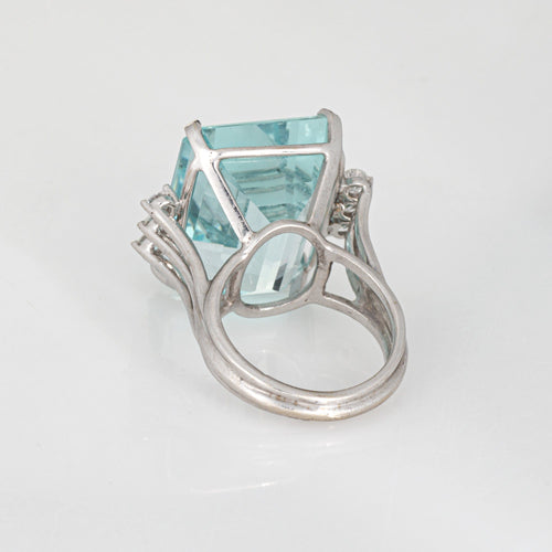 Bague 53 Bague en or blanc 27 carats avec aigue-marine 58 Facettes G13870