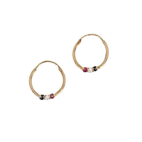 Boucles d'oreilles Petites créoles or jaune saphirs 58 Facettes CVBO31