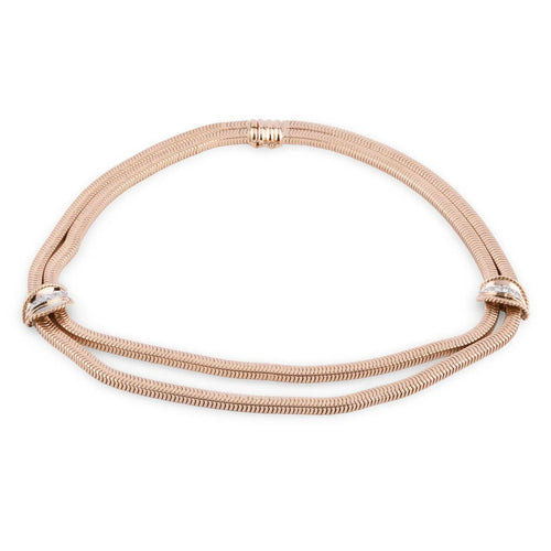 Collier Collier or jaune double rang maillon lisse 58 Facettes 1