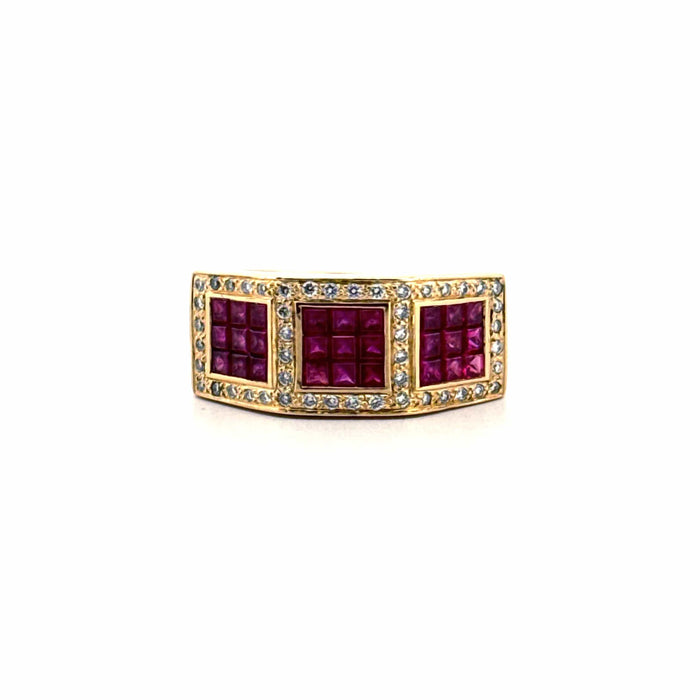 Bague 56 Bague Tank or Jaune rubis diamants 58 Facettes 89-GS29617