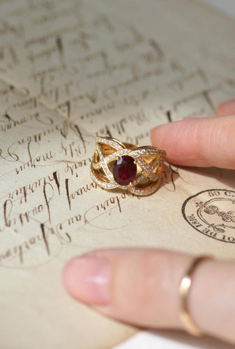 Bague 52.5 Bague Volutes or jaune, rubis et diamants 58 Facettes