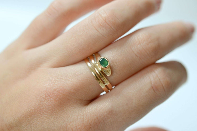 Bague Serpent Agate verte 58 Facettes 3615
