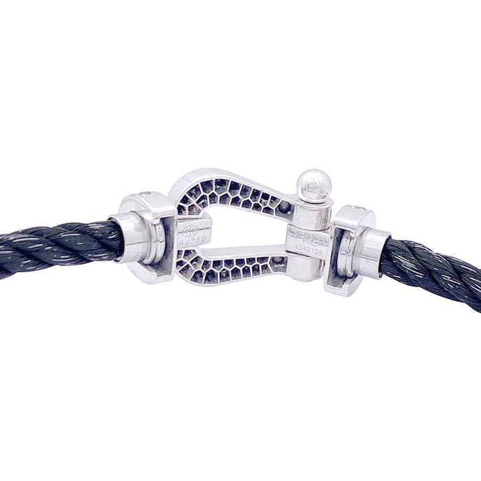 Bracelet Bracelet Fred, "Force 10", or blanc, acier et diamants noirs. 58 Facettes 33414