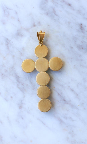 Pendentif Pendentif Croix Cabochon d'Agate sur Or jaune 58 Facettes